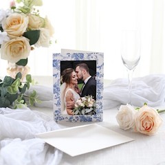 25 BLUE WHITE 7″ Paper Photo PICTURE FRAMES Cards Envelopes Favors Party Decor