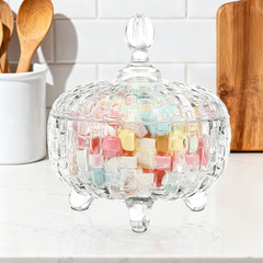 Large Glass Candy Dish with Lid 25.7oz Crystal Cookie Jar for Candy Nuts Fruits
