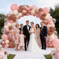 Balloon Arch Kit, Rose Gold Blush Pink and Brown Balloons Sand White Dusty Pink