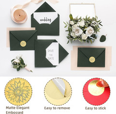 Gersoniel 540 Pcs Wedding Gold Wax Seals Stickers Embossed Envelope Gold Foil Se