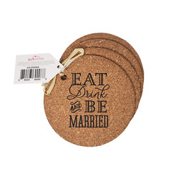 Kate Aspen ‘Eat Drink & Be Married’ Cork Coasters Wedding Shower Lot of 48
