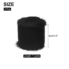 Chiffon Ribbon, 1.5″x7 Yard Silk Black Tulle Satin Fabric Ribbon,3pcs