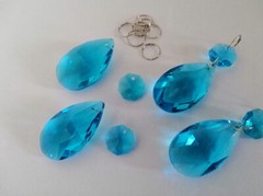 12Pcs 38mm Sapphire Blue Teardrop Chandelier Crystal Prism Wedding Decoration