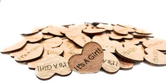 100 Pcs 1″ It’S a Girl Wooden Heart Confetti Engraved Rustic Baby Shower Wood He