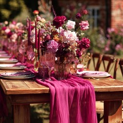 FEXIA 3 Pack Rose Red Table Runner 35×120 Inches for 3 Pack-10FT,
