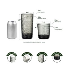 15oz and 22oz Grey Acrylic Glasses Drinkware (Set of 8), Honeycomb Stackable …