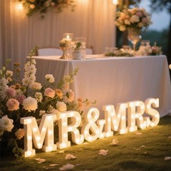 8.5″ Tall MR & MRS LED Marquee Letters Light Tabletop Wedding Centerpiece