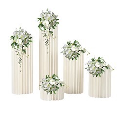 5*Wedding Decoration Flowers Stands Cylinder Cardboard Flower Vase w/ PVC Plates