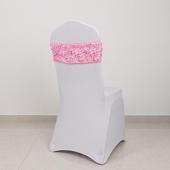 10 Pink Satin Rosettes Stretchable Spandex Chair Sashes Wedding Decorations