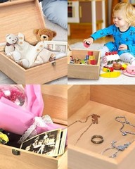 Wooden Memory Keepsake Box, Floral Heart Engraved 9.8″L x 7.8″W x 4.1″H Yellow