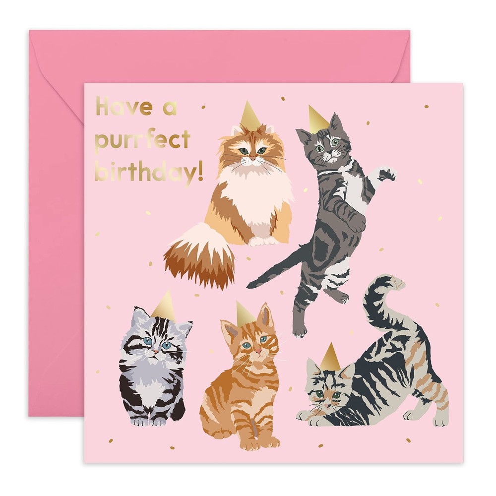 CENTRAL 23 — Cute Birthday Card for Her – Cats ‘Purrfect Birthday’ – For M