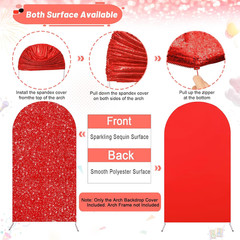 Sequin Arch Backdrop Cover 6.6Ft Wedding Red Arch Cover Christmas Balloon Arch B