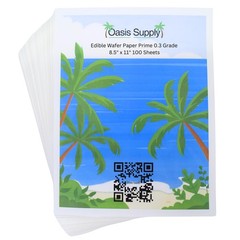 Oasis Supply 100 Piece Edible Rectangle Wafer Paper Pack, 8 by 11, White