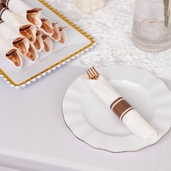 24 ROSE GOLD Plastic Silverware with Pre Rolled White Paper Napkins Party
