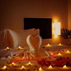1000Pcs Artificial Rose Petals + 24 LED Candles Romantic Night Propose Set USA