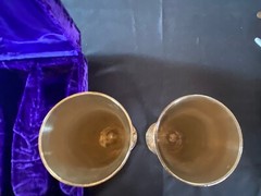 Silver Plated Champagne Flutes X 2, Purple Velvet Box