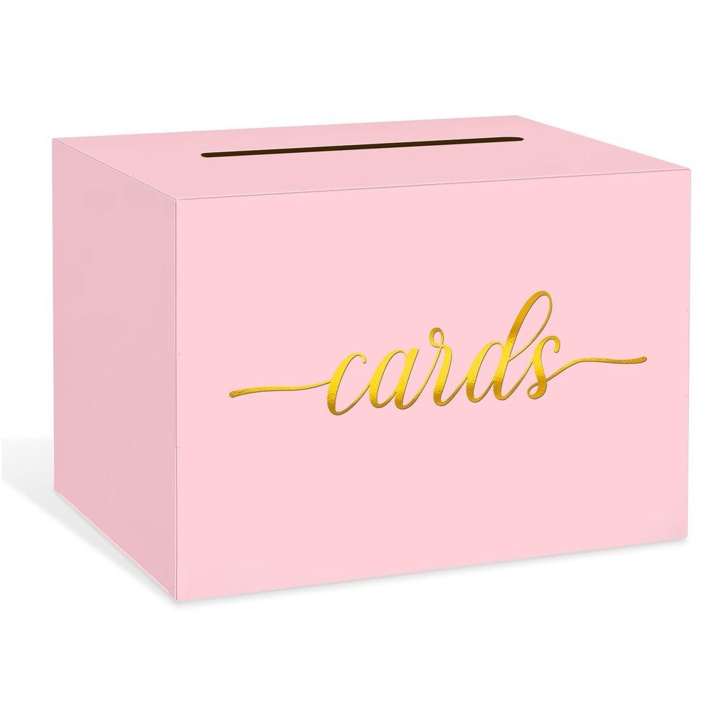 Light Pink and Gold Foil Card Box For Wedding Birthday Party Gift Box