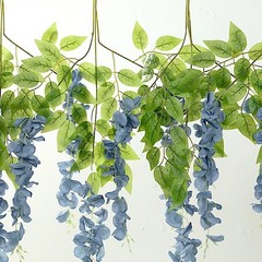 DUSTY BLUE 44″ tall Silk Wisteria Flowers Hanging Vine Bush Wedding