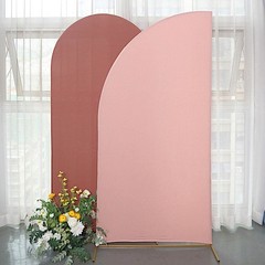 7 ft x 3 ft DUSTY ROSE Matte Fitted Spandex Half Moon Arch Stand Cover Wedding