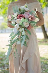 12 Inch Dusty Rose Bridal Bouquet, Cascading Bouquet,Wedding Bouquet,for Wedd…