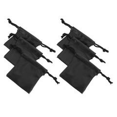 6Pcs Reusable PU Drawstring Bags Waterproof Jewelry Storage Compact Black