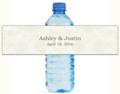 Fancy Scrolls & Circles Wedding Anniversary Engagement Party Water Bottle Labels