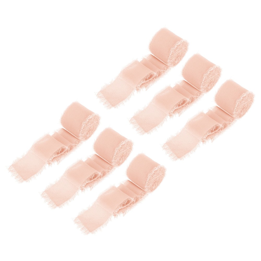 Chiffon Ribbon, 1.5″x7 Yard Silk Peach Tulle Satin Fabric Ribbon,6pcs
