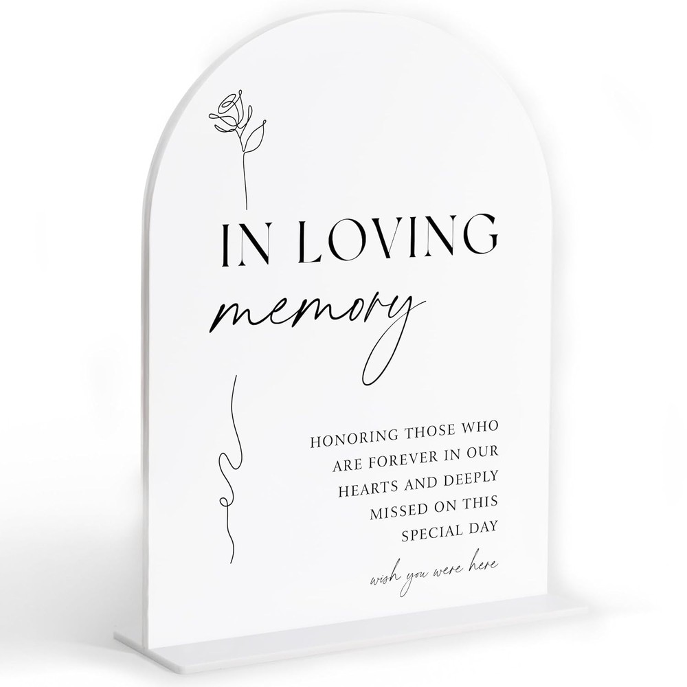 White Acrylic Wedding Sign In Loving Memory Memory Table Gift Display Sign