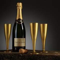30 Pack Gold Plastic Champagne Flutes – 5 Oz Disposable Toasting Glasses –