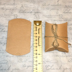 50 Kraft Pillow Box / Small Brown Kraft Pillow Box W Jute Twine Bx-242