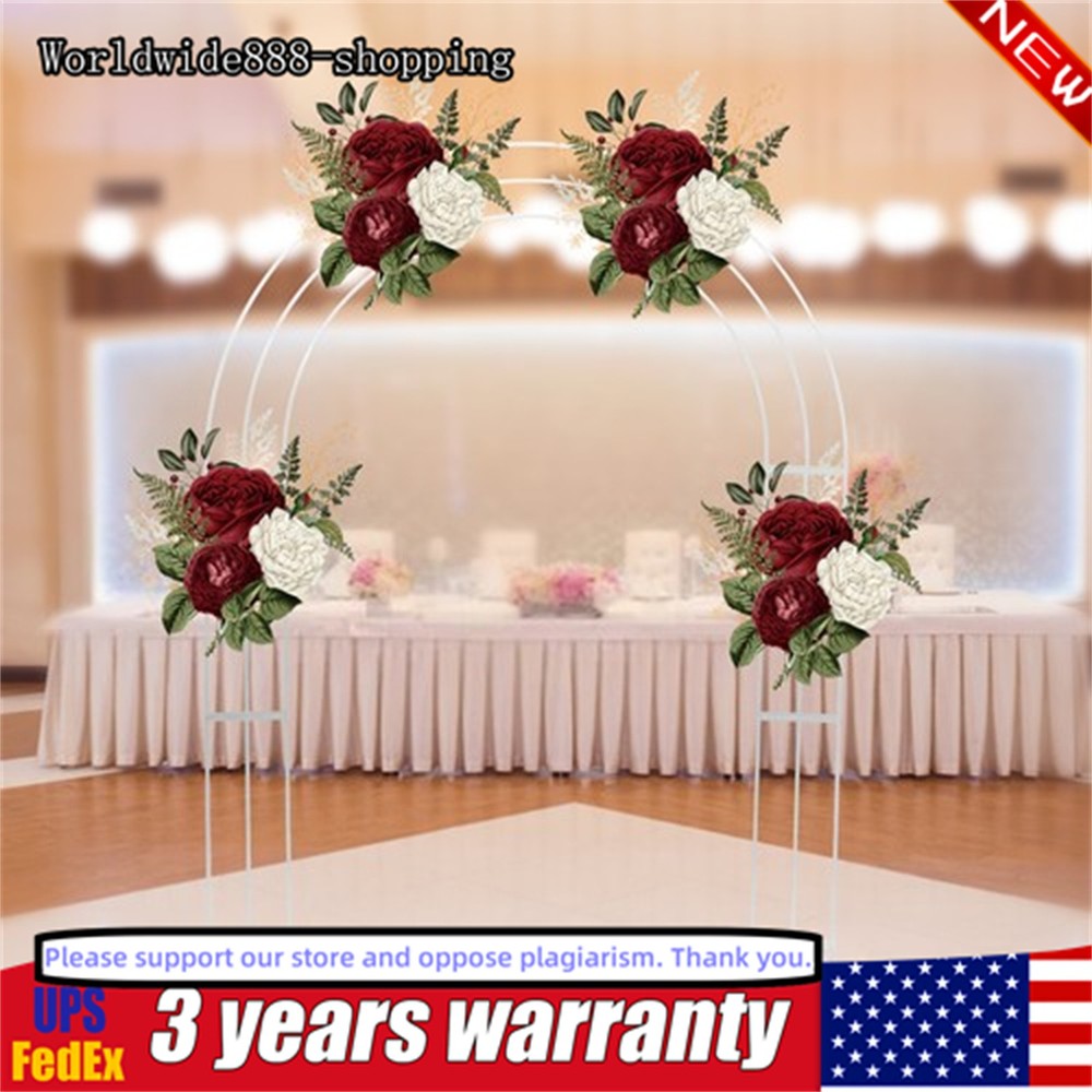 Elegant 8.5ft White Metal Wedding Arch Frame with Sturdy Base for Events