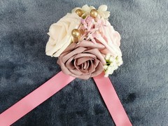 Handmade Wrist Corsages Dusty Rose Corsage with Ribbon Prom Flower Pack of 1