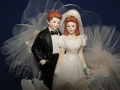New Vintage Elegant Seashell Array Porcelain Bride & Groom Wedding caketop #390
