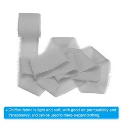 1″ x 7Yd Chiffon Silk Ribbon, 3 Rolls Handmade Fringe Fabric, Light Grey