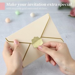 100 PCS Gold Embossed Envelope Stickes – Heart Stickes Foil Envelope Seal for…