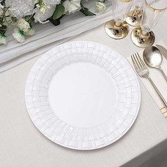 10 pcs Plastic WHITE with Basketweave 10″ PLATES Disposable Party Wedding SALE
