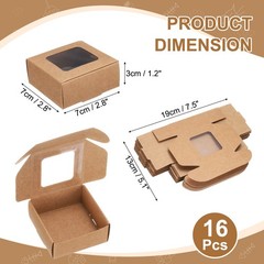 16Pcs Kraft Soap Boxes 2.8″ x 2.8″ x 1.2″ Mini Kraft Treat Boxes Light Brown