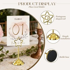16 Pieces Table Place Card Holders 4 inches Steel Card Holders for Photos, Fo…