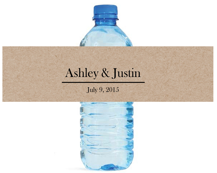 100 Kraft paper Wedding Anniversary Engagement Party Water Bottle Labels 8″x2″