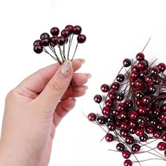 hoyuwak Burgundy Christmas Ornaments – 100 Pcs Artificial Holly Berries on