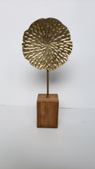 Hobby Lobby Metallic Round Leaf Plant with Wooden Base Wood Flower Artificial