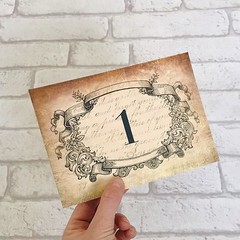 Vintage Wedding Table Number Cards Antique style, frame, Shabby Chic, Names
