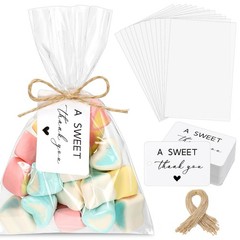 100 Sweet Thank You Tags for Candy Bags – Wedding & Baby Shower Favor Labels, 4x