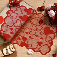 Heart Lace Valentines Placemats Set of 4, 12×18 Inch 12″ x 18″, 4 Pcs Red