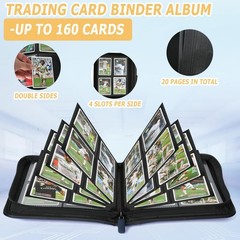 4 Pocket Ringless Side Loading Trading Card Binder, 160 Cards PU Fixed Page Z…