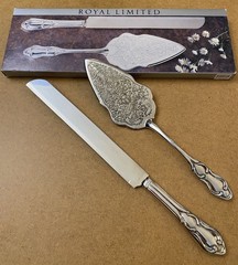 Vtg Royal Limited Cake Knife Pastry Server Silverplated 838/2 Scrolls 2 Pc Box