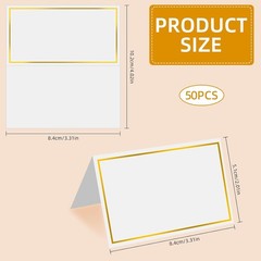 50PCS Tent Place Cards with Gold Foil Border 2″x3.5″ Wedding Table Name Cards