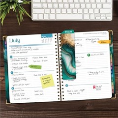 HARDCOVER Academic Year 2026-2027 Planner: 14 8.5″ x 11″ Teal Gold Marble