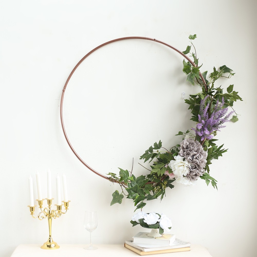 28-Inch wide Gold Metal Round Hoop Hanging Wreath Ring Wedding Party Decorations