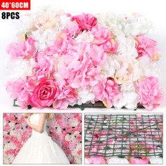 8× Rose Flower Wall Panels Artificial Silk Wedding Supply Decor Party Floral NEW